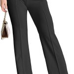 Wide Leg Dress Pants for Women Elastic High Waist Straight Leg Pants Business Casual Pull on Office Work Slacks
