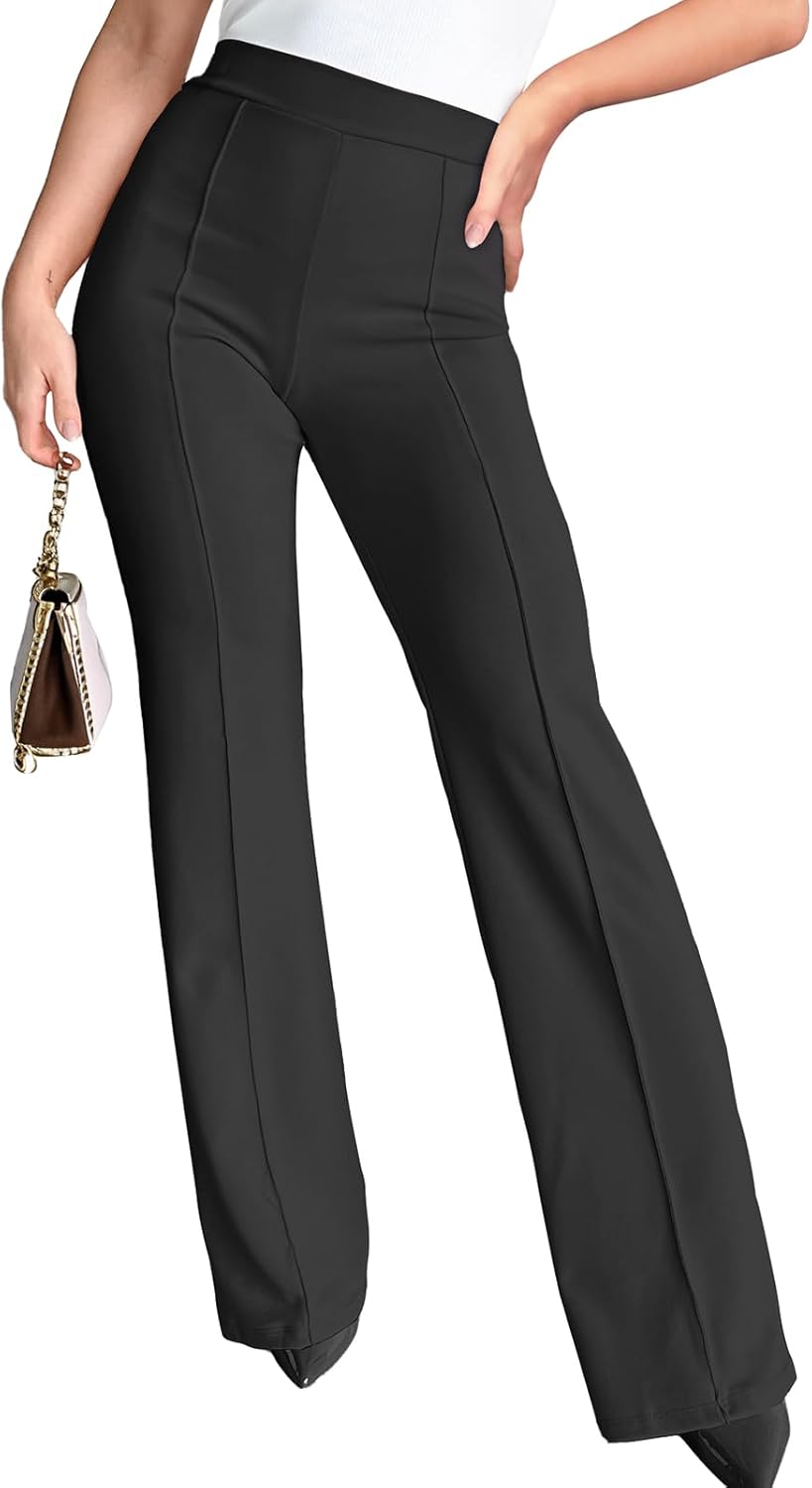 51WOxsrJKaL._AC_SL1500_.jpg Wide Leg Dress Pants for Women Elastic High Waist Straight Leg Pants Business Casual Pull on Office Work Slacks - Image 1