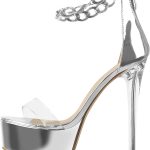 Round Open Toe Platform Clear High Heel Zip Up Sandals