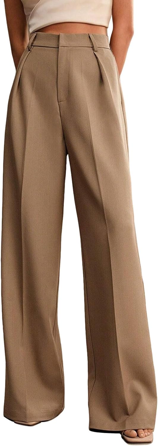 61ZkUDOsyYL._AC_SL1500_.jpg Womens Wide Leg Pants High Waist Straight Work Pants Office Business Casual Trousers with Pockets - Image 1