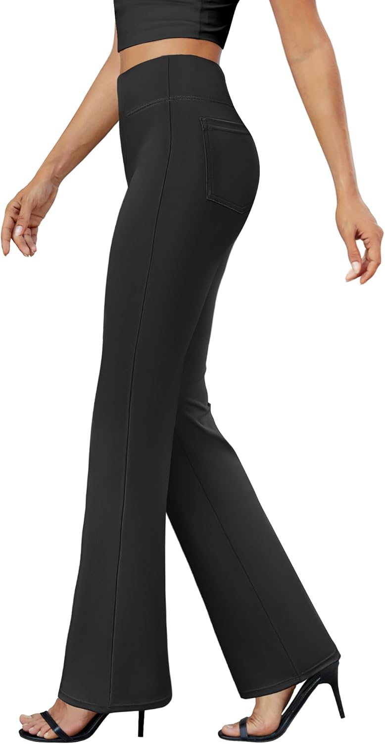 61hJ-EwSJL._AC_SL1500_.jpg Womens Bootcut Dress Pants Business Casual Work Pants with Pockets High Waist Stretchy Trousers Pull On Office Slacks - Image 1