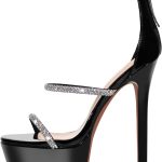 Platform Heel for Crystal Sandals with Rhinestone Straps Buckle Stiletto High Heels