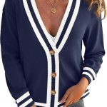 Women's Button Down Cardigan Sweaters Fall Long Sleeve Open Front Soft Cardigan Casual Loose Knit Coat Outerwear