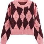 Argyle Sweater Women Vintage Knit Cardigan Sweater Long Sleeve Button Down Soft Outwear for Fall Spring