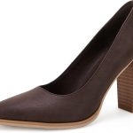 Pointed Toe Pumps Chunky Block High Heel Slip On Dress Party Wedding Shoes