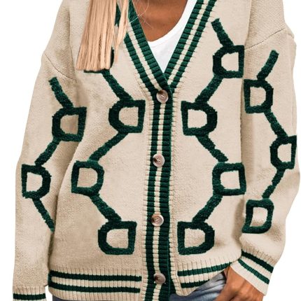 Women's Spring Fall Chunky Knit Cardigan Sweaters Casual Open Front Button Up Winter Coats Outerwear