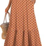 Maxi Skirts for Women  Summer  Long Flowy Floral Elastic High Waist Skirt Casual Travel Skirt with Pockets